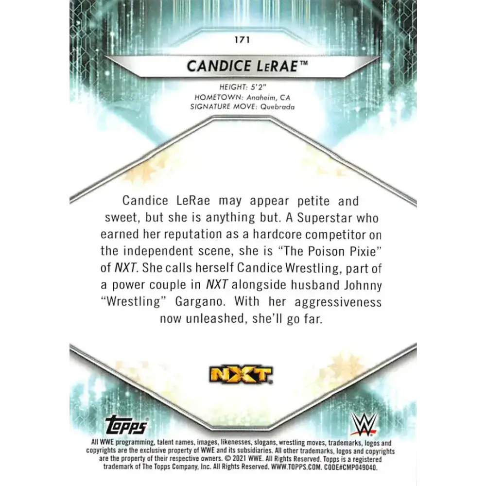 2021 Topps #171 Candice LeRae NM-MT Wrestling Card - Non-Sports Card Single