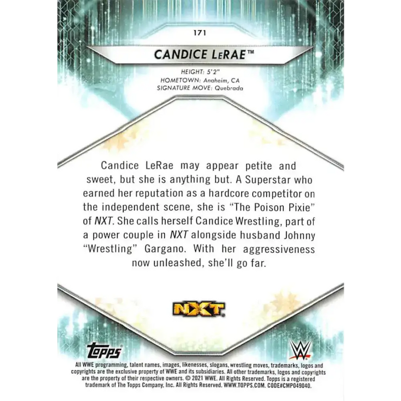 2021 Topps #171 Candice LeRae NM-MT Wrestling Card - Non-Sports Card Single