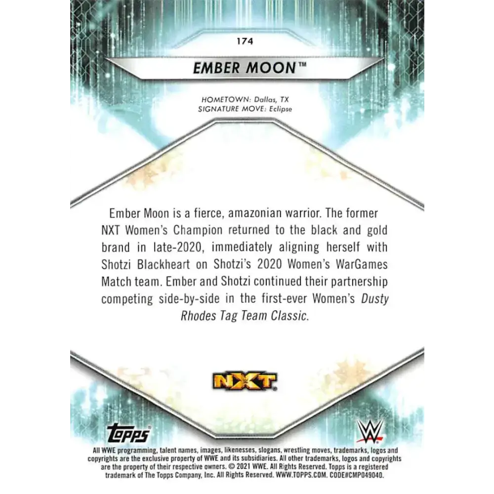 2021 Topps #174 Ember Moon NM-MT Wrestling Card - Non-Sports Card Single