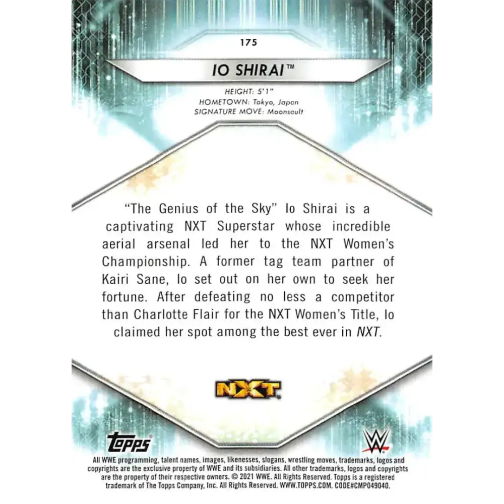 2021 Topps #175 Io Shirai NM-MT Wrestling Card - Other