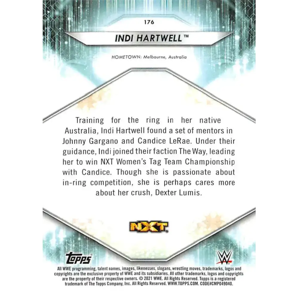 2021 Topps #176 Indi Hartwell NM-MT Wrestling Card - Other