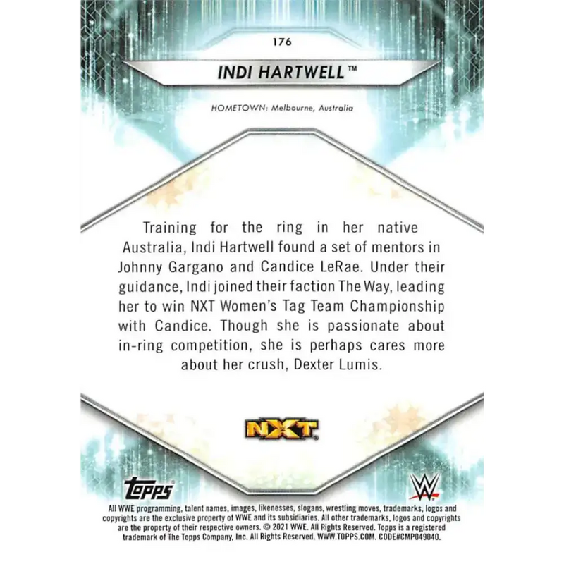 2021 Topps #176 Indi Hartwell NM-MT Wrestling Card - Other