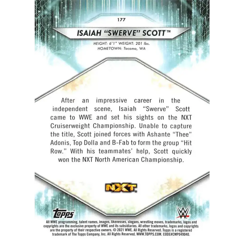 2021 Topps #177 Isaiah Swerve Scott NM-MT Wrestling Card - Wrestling Card Single