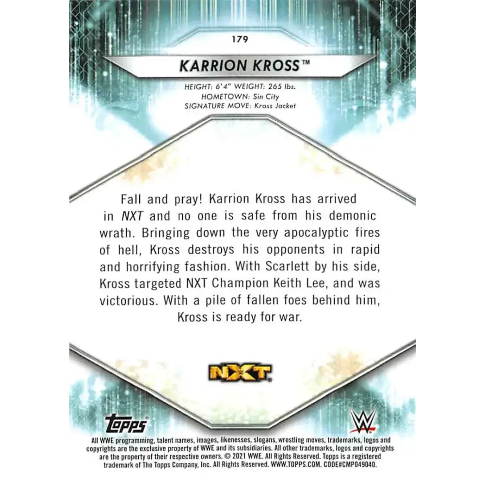 2021 Topps #179 Karrion Kross NM-MT Wrestling Card - Other