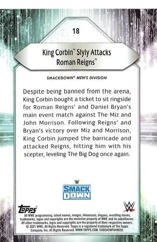 Original gloss King Corbin trading card from 2021 Topps #18, cards typically sell well