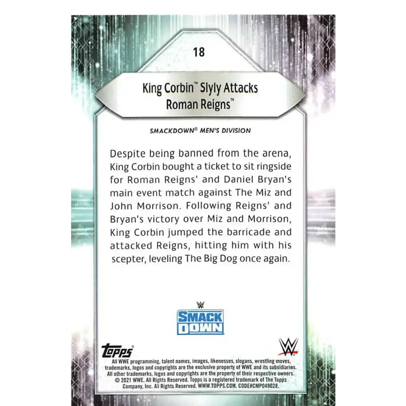 2021 Topps #18 King Corbin NM-MT Wrestling Card - Other
