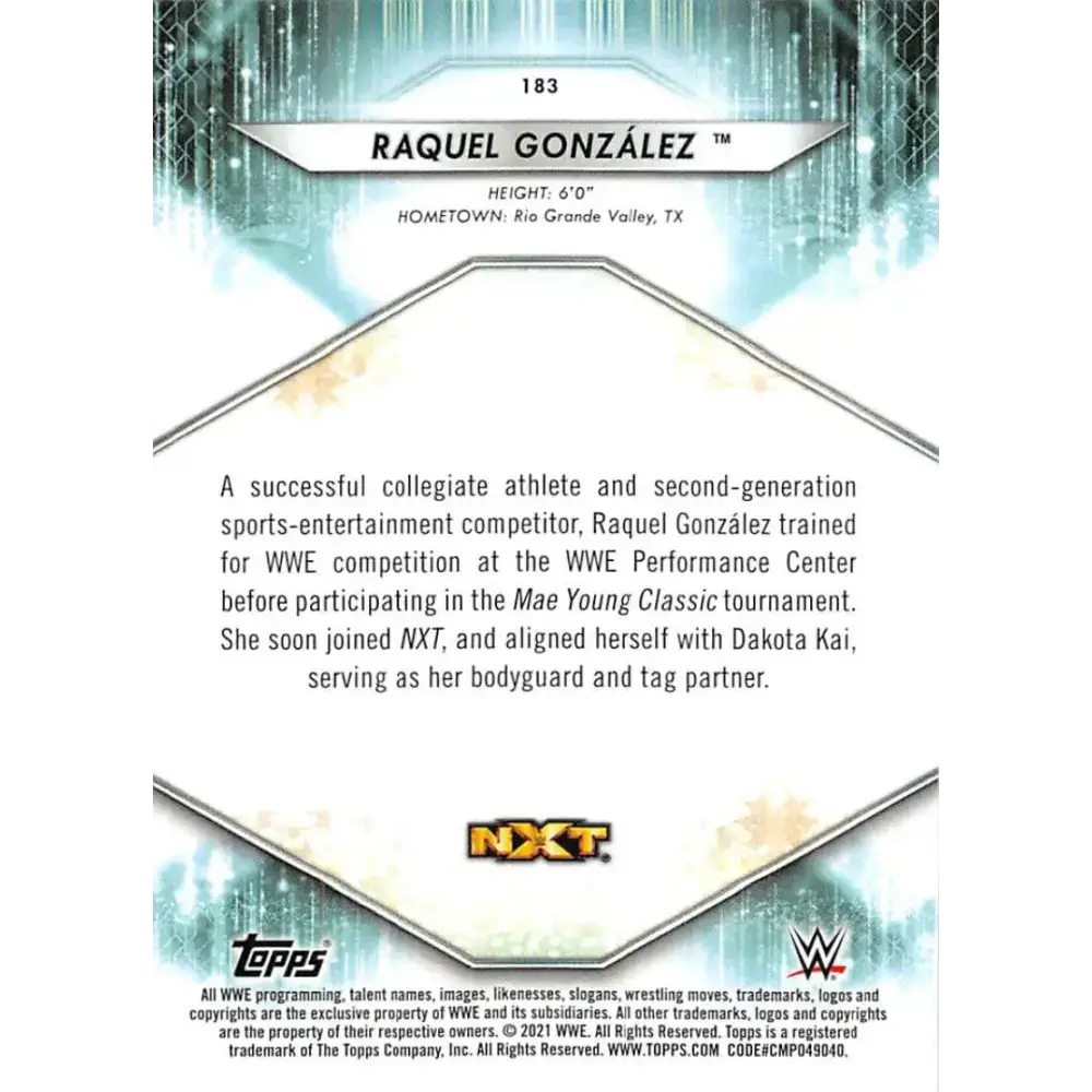 2021 Topps #183 Raquel Gonzalez NM-MT Wrestling Card - Other