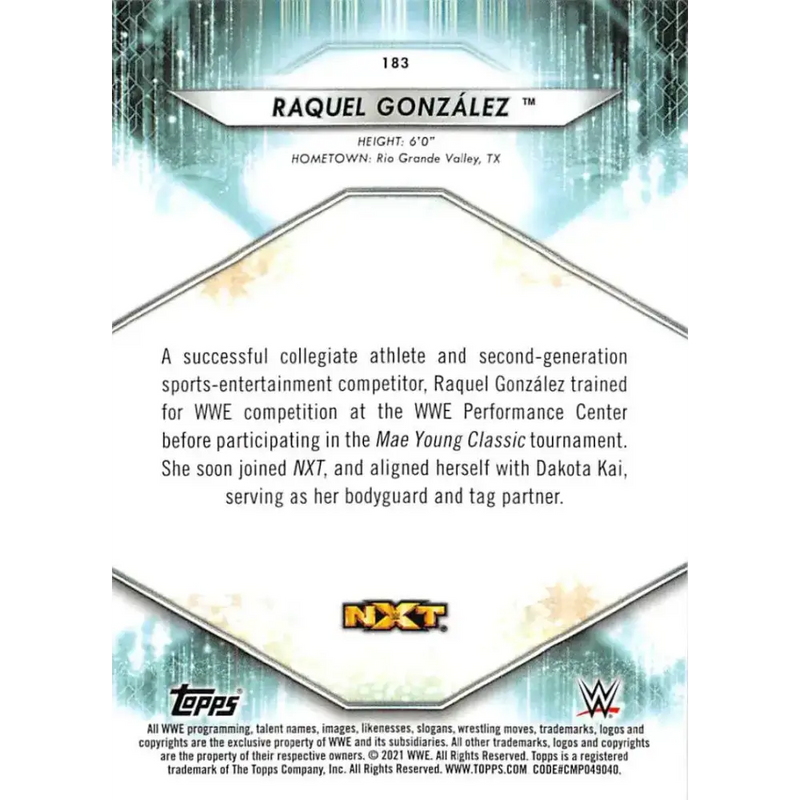 2021 Topps #183 Raquel Gonzalez NM-MT Wrestling Card - Other