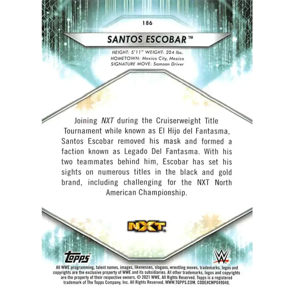2021 Topps #186 Santos Escobar NM-MT Wrestling Card - Other