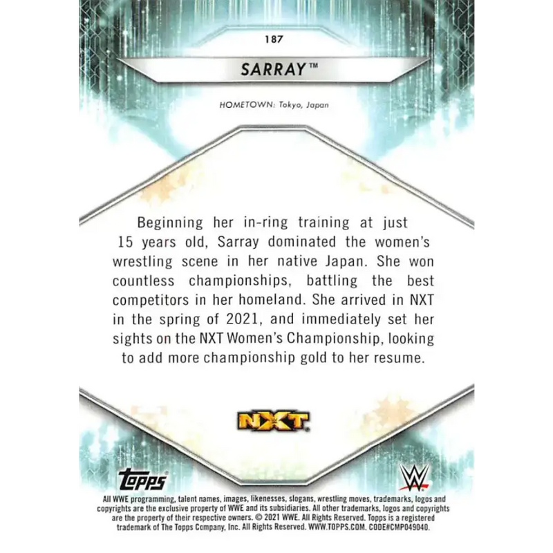 2021 Topps #187 Sarray NM-MT RC Rookie Wrestling Card - Other