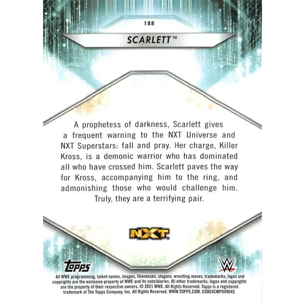 2021 Topps #188 Scarlett NM-MT Wrestling Card - Wrestling Card Single