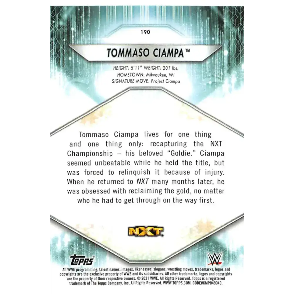 2021 Topps #190 Tommaso Ciampa NM-MT Wrestling Card - Wrestling Card Single
