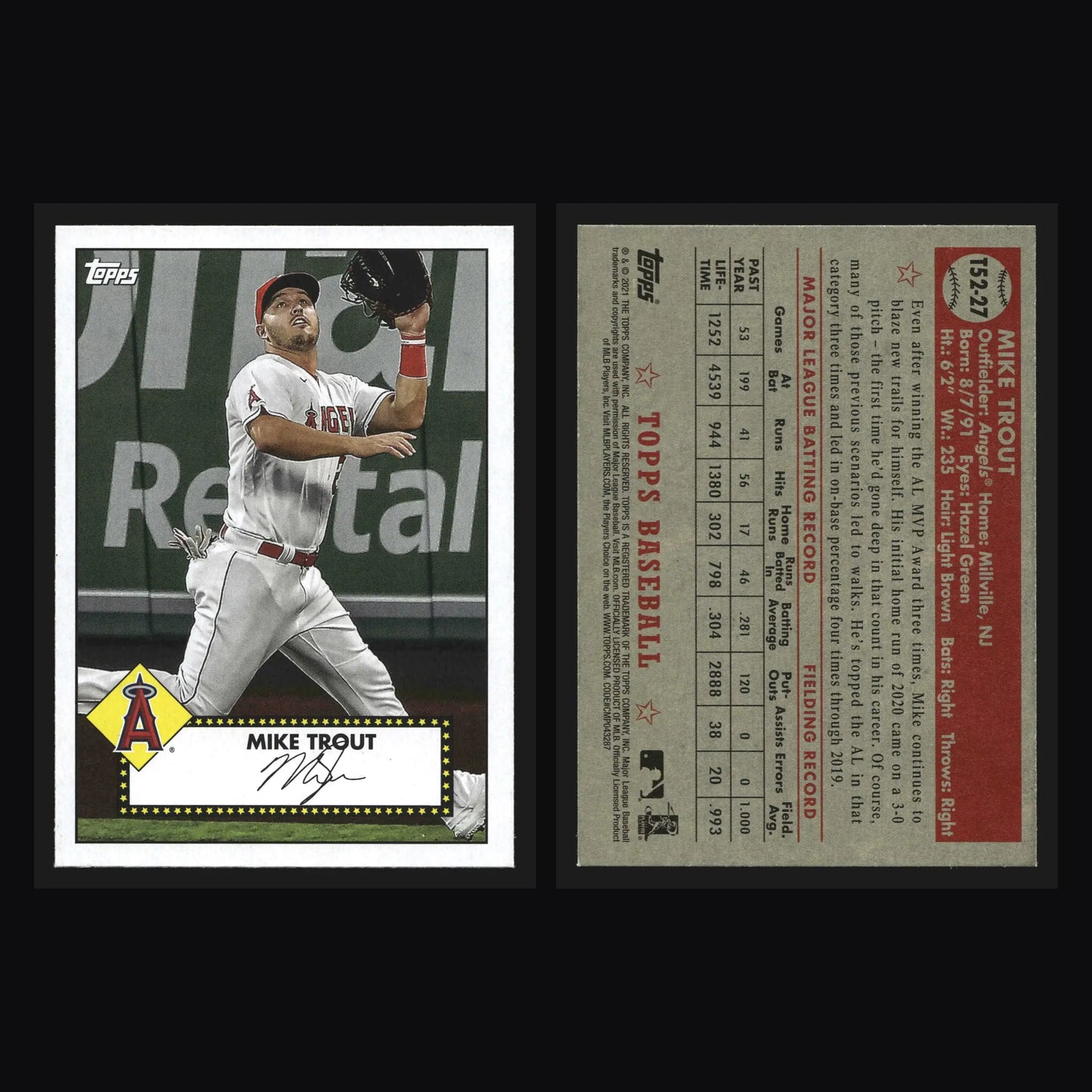 2021 Topps 1952 Topps Redux Mike Trout #T52-27 Angels - Baseball Card Single