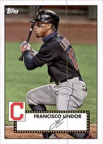 2021 Topps 1952 Topps Redux Francisco Lindor baseball card with original gloss and Indians ID