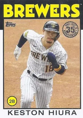 Keston Hiura baseball card with original gloss from 2021 Topps 1986 Topps Baseball series