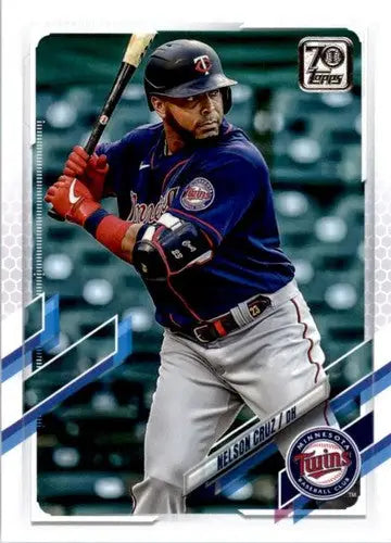 Baseball card featuring Nelson Cruz with original gloss from 2021 Topps Twins collection