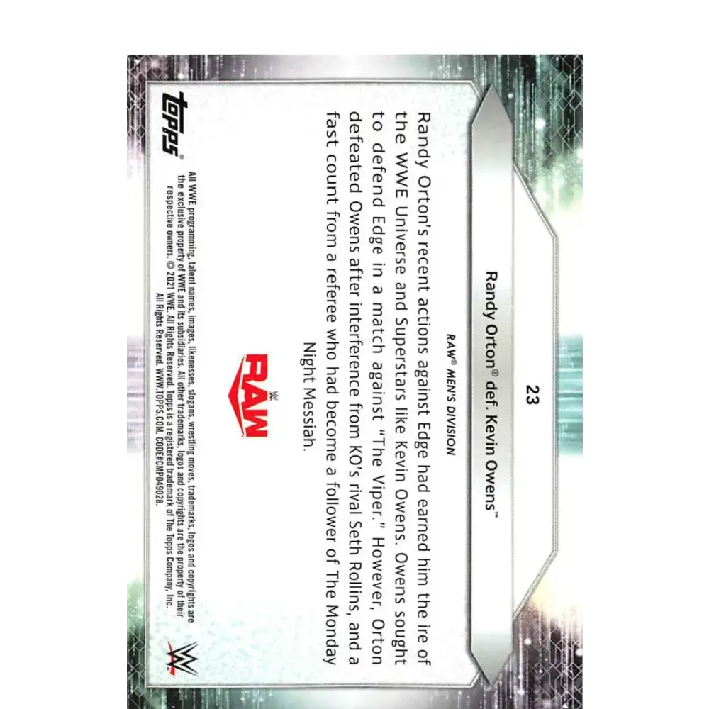 2021 Topps #23 Randy Orton NM-MT Wrestling Card - Non-Sports Card Single