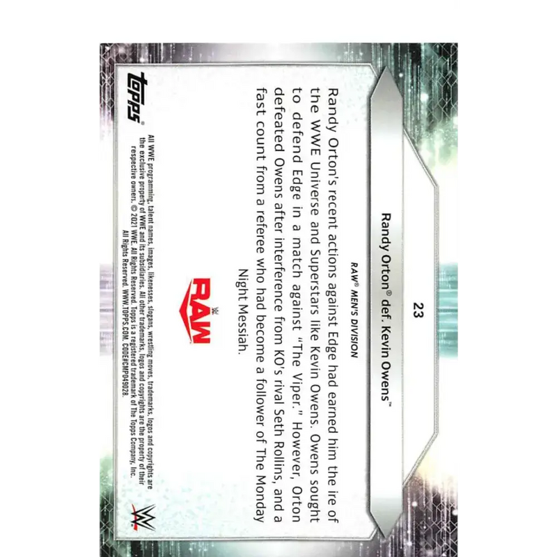 2021 Topps #23 Randy Orton NM-MT Wrestling Card - Non-Sports Card Single