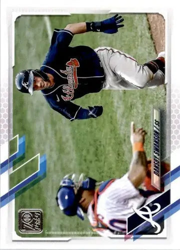 Original gloss 2021 Topps Dansby Swanson baseball card featuring Dansby Swanson and Simply Sandoval