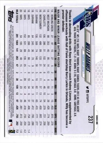 2021 Topps #237 Willy Adames NM-MT Rays - Baseball Card Single