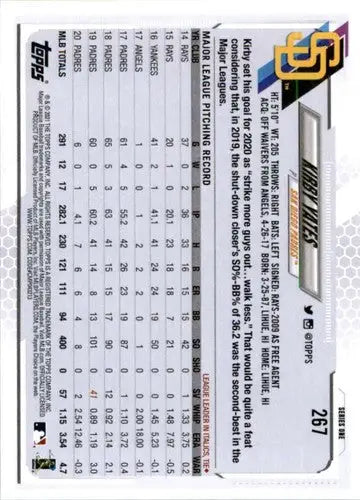 2021 Topps #267 Kirby Yates NM-MT Padres - Baseball Card Single