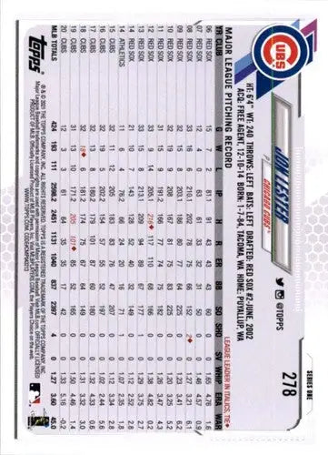 2021 Topps #278 Jon Lester NM-MT Cubs - Baseball Card Single