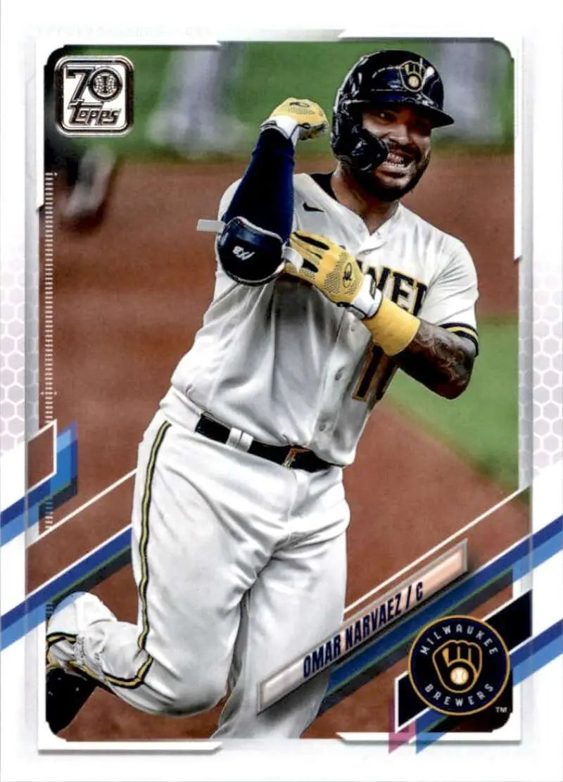 2021 Topps #282 Omar Narvaez NM-MT Milwaukee Brewers Baseball Card - Baseball Card Single