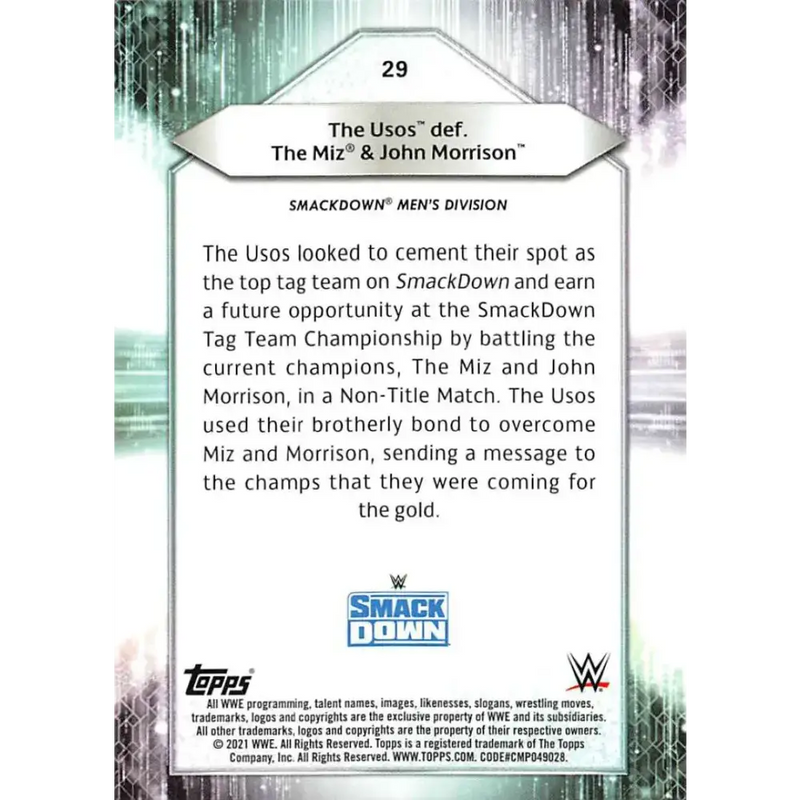 2021 Topps #29 The Usos NM-MT Wrestling Card - Wrestling Card Single