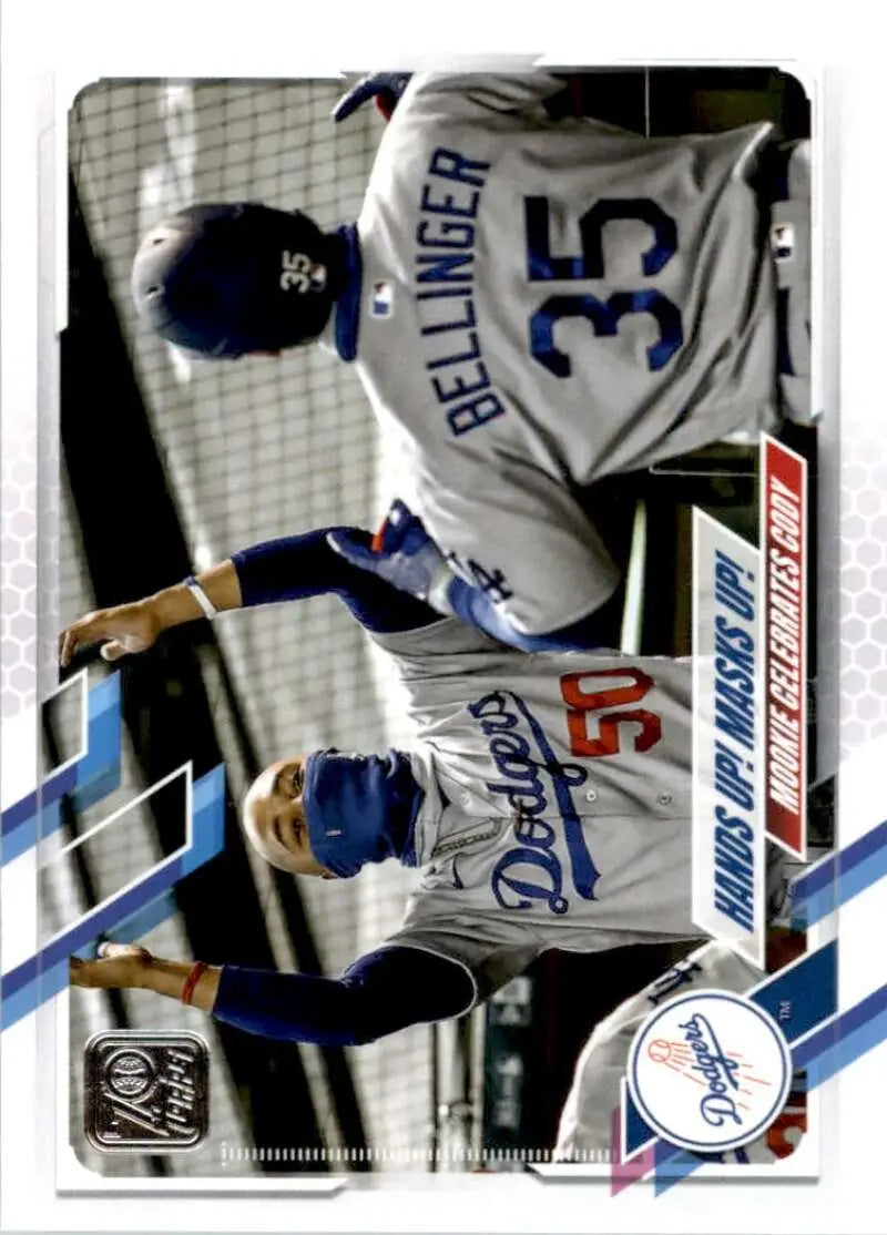2021 Topps #303 Hands Up! Masks Up! NM-MT LA Dodgers Baseball Card - Baseball Card Single