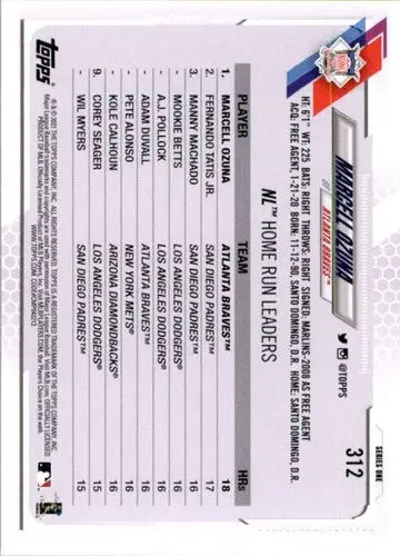 2021 Topps #312 Marcell Ozuna NM-MT Braves - Baseball Card Single
