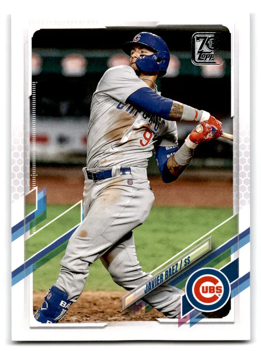 2021 Topps #322 Javier Baez Chicago Cubs baseball card with original gloss finish