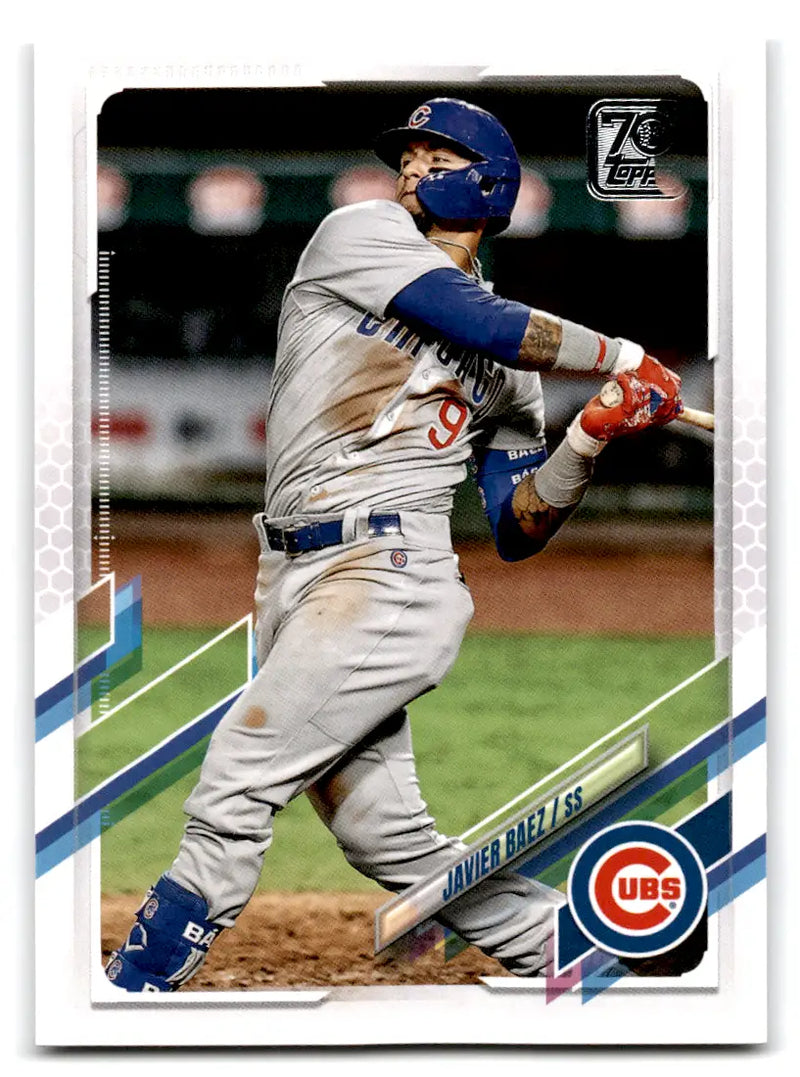 2021 Topps #322 Javier Baez Chicago Cubs baseball card with original gloss finish