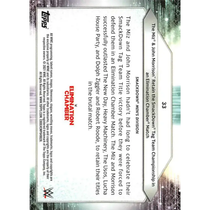 2021 Topps #33 The Miz/John Morrison NM-MT Wrestling Card - Non-Sports Card Single