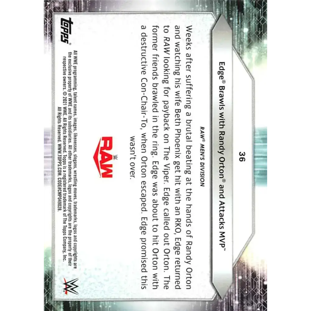 2021 Topps #36 Edge NM-MT Wrestling Card - Other