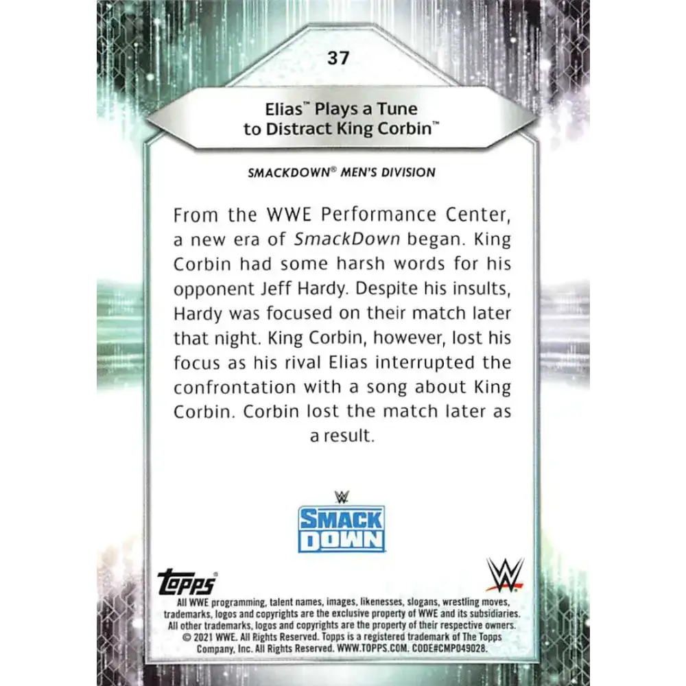 2021 Topps #37 Elias NM-MT Wrestling Card - Other