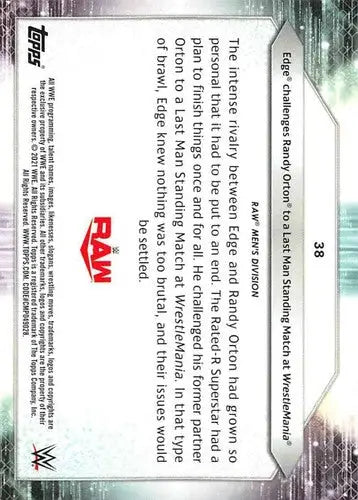 Wrestling trading card featuring match details from 2021 Topps Simply Sandoval series