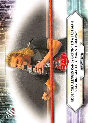 WWE trading card featuring Edge challenging Randy Orton from 2021 Topps #38 simply sandoval