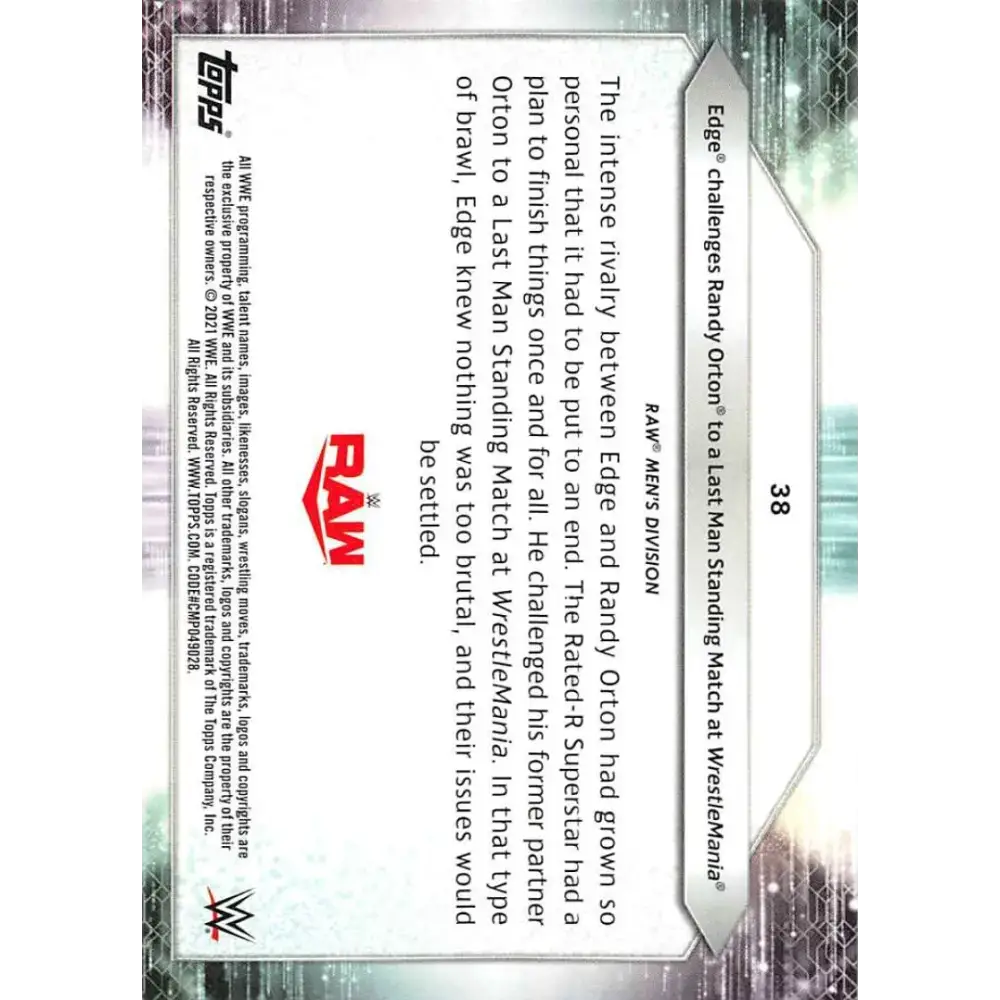 2021 Topps #38 Edge NM-MT Wrestling Card - Other