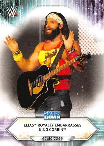 Original gloss of simply sandoval card showing bearded man with guitar in red tank top
