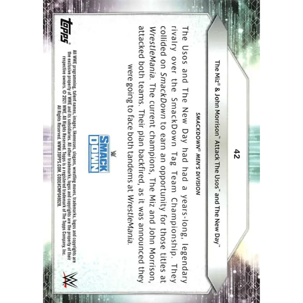 2021 Topps #42 The Miz/John Morrison NM-MT Wrestling Card - Other