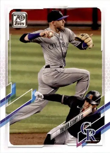 2021 Topps Trevor Story baseball card with original gloss Rockies ID 46217