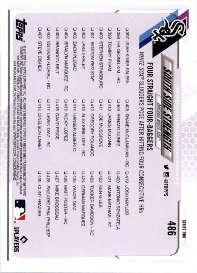 2021 Topps #486 South Side Strength NM-MT Chicago White Sox Baseball Card - Baseball Card Single