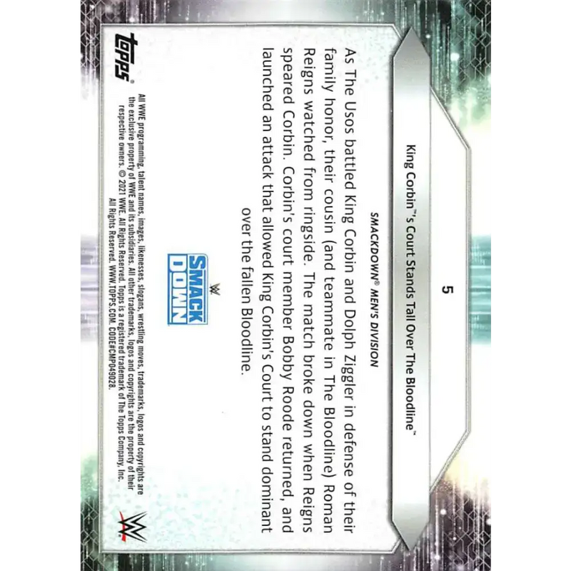2021 Topps #5 King Corbin’s NM-MT Wrestling Card - Wrestling Card Single