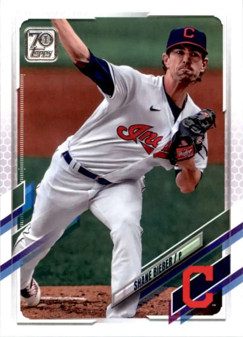 2021 Topps #523 Shane Bieber NM-MT Cleveland Indians Baseball Card - Baseball Card Single