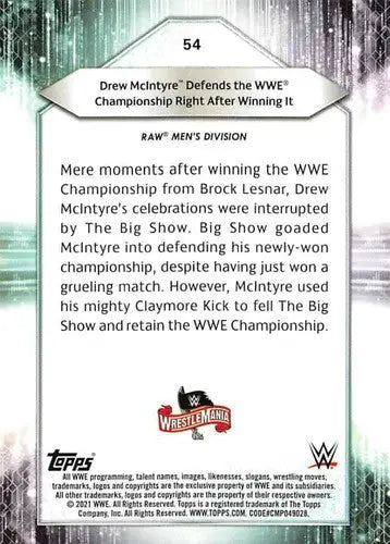2021 Topps #54 Drew McIntyre NM-MT ID:39850 - Other