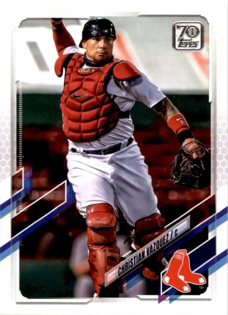 2021 Topps #557 Christian Vazquez NM-MT Boston Red Sox Baseball Card - Baseball Card Single