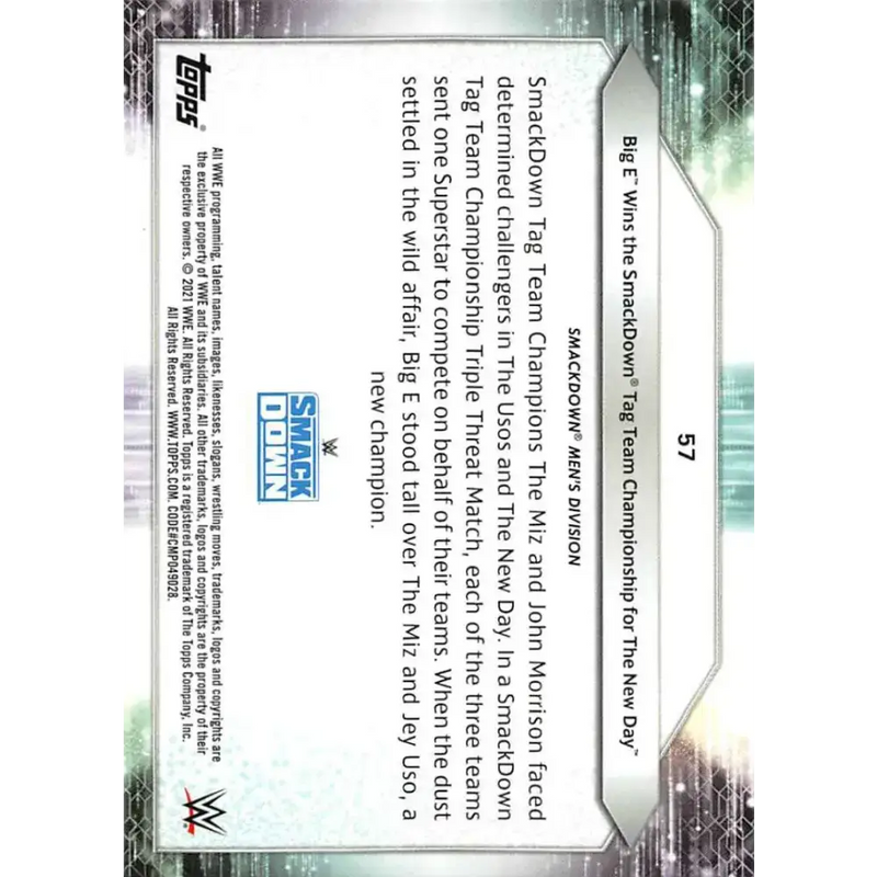 2021 Topps #57 Big E NM-MT Wrestling Card - Wrestling Card Single