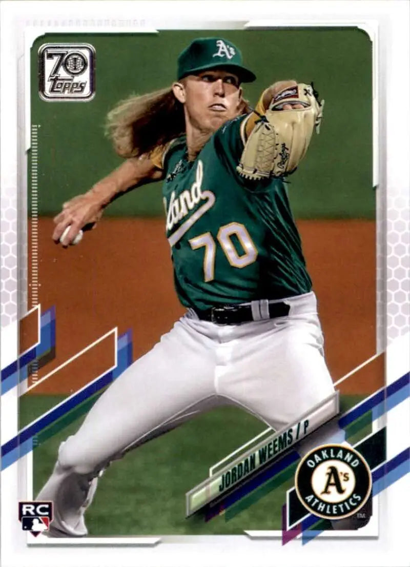 2021 Topps #570 Jordan Weems NM-MT RC Rookie Oakland Athletics Baseball Card - Baseball Card Single