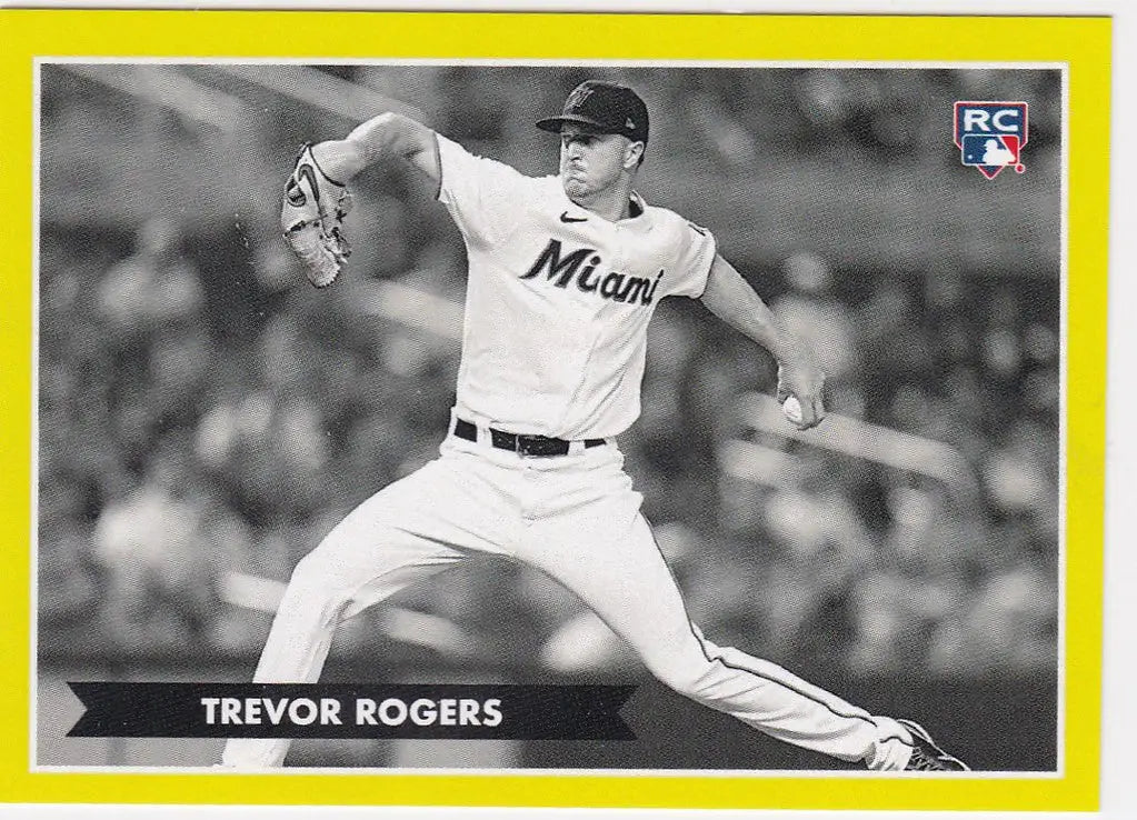 Baseball player mid-pitch in Miami Marlins uniform from Montgomery Club set Trevor Rogers