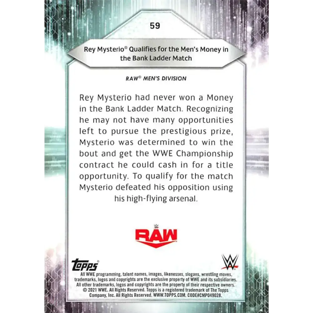 2021 Topps #59 Rey Mysterio NM-MT Wrestling Card - Other